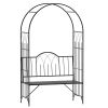 Outsunny Metal Trellis Arbor Arch for Climbing Plants with Garden Bench, Grow Grapes & Vines