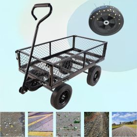 (Black solid wheels wagon cart) Solid wheels Tools cart Wagon Cart Garden cart trucks make it easier to transport firewood