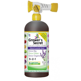 Grower's Secret Grow Big 5-2-1 Concentrate Natural Lavender Scent Organic Gardening Plant Food With Hose End Sprayer - 32 fl. oz