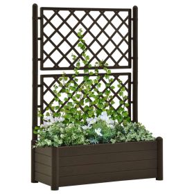 Garden Planter with Trellis 39.4"x16.9"x55.9" PP Mocha