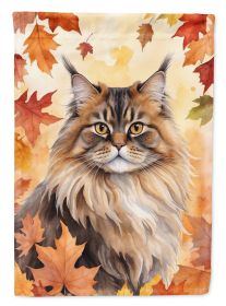 British Longhair Cat in Fall Leaves Garden Flag Mailbox Flag Decorative Yard Flag Banner Outside Patio Artwork Yard Flower Beds, Garden Size