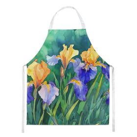 Tennessee Iris in Watercolor Apron Cooking Kitchen Server Baking Crafts Gardening for Adult Women Men, Unisex, Large, Multicolor