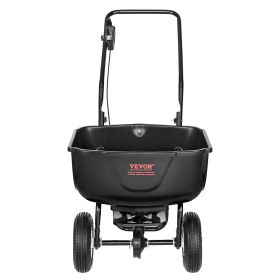 VEVOR Broadcast Spreader, 60 LB Walk-Behind Turf Spreader with 8" Wheels, Steel Push Fertilizer Spreader, Garden Seeder, and Salt Spreader