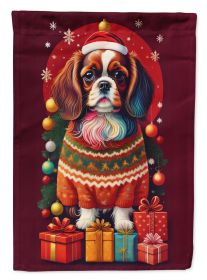 English Toy Spaniel Holiday Christmas Garden Flag Mailbox Flag Decorative Yard Flag Banner Outside Patio Artwork Yard Flower Beds, Garden Size