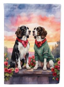 English Springer Spaniel Two Hearts Garden Flag Mailbox Flag Decorative Yard Flag Banner Outside Patio Artwork Yard Flower Beds, Garden Size