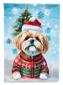 Lhasa Apso Christmas Garden Flag Mailbox Flag Decorative Yard Flag Banner Outside Patio Artwork Yard Flower Beds, Garden Size, Multicolor