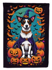 Jack Russell Terrier Witchy Halloween Garden Flag Mailbox Flag Decorative Yard Flag Banner Outside Patio Artwork Yard Flower Beds, Garden Size