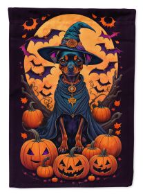 Miniature Pinscher Witchy Halloween Garden Flag Mailbox Flag Decorative Yard Flag Banner Outside Patio Artwork Yard Flower Beds, Garden Size