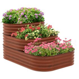 Outsunny 3-Tier Galvanized Steel Raised Garden Bed Kit, 62.25" x 43" x 32.25", 3 Combining Planter Boxes with Rubber Strip Edging