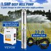 VEVOR Deep Well Submersible Pump, 1.5HP 115V/60Hz, 37gpm 276ft Head, with 33ft Cord & External Control Box