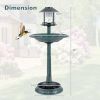 Pedestal Bird Bath with Solar Light with Bird Feeder and Flower Planter