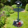 Pedestal Bird Bath with Solar Light with Bird Feeder and Flower Planter