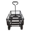 (Black solid wheels wagon cart) Solid wheels Tools cart Wagon Cart Garden cart trucks make it easier to transport firewood