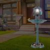 Pedestal Bird Bath with Solar Light with Bird Feeder and Flower Planter