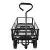 (Black solid wheels wagon cart) Solid wheels Tools cart Wagon Cart Garden cart trucks make it easier to transport firewood