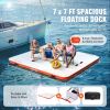 VEVOR Inflatable Floating Dock, 7 x 7FT Inflatable Dock Platform, Non-Slip Water Floating Dock Mat with Portable Carrying Bag & Detachable Ladder