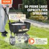 VEVOR Broadcast Spreader, 60 LB Walk-Behind Turf Spreader with 8" Wheels, Steel Push Fertilizer Spreader, Garden Seeder, and Salt Spreader