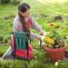 Foldable Garden Kneeler Seat with Kneeling Soft Cushion Pad Tools Pouch Portable Gardener