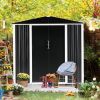 6 x 4 FT Outdoor Storage Shed, Metal Garden Storage House with Double Sliding Doors for Backyard Outdoor Patio, Black