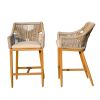 Bar Stools Set of 2, Outdoor Counter Height Bar Chairs with Arm and Backrest