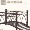 3.3' Classic Garden Bridge Metal Arch Zen Footbridge with Safety Siderails, Decorative Footbridge, Delicate Scrollwork & Corner Spheres for Stream