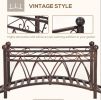 3.3' Classic Garden Bridge Metal Arch Zen Footbridge with Safety Siderails, Decorative Footbridge, Delicate Scrollwork & Corner Spheres for Stream