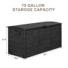 75gal 280L Outdoor Garden Plastic Storage Deck Box Chest Tools Cushions Toys Lockable Seat BLACK