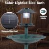 Pedestal Bird Bath with Solar Light with Bird Feeder and Flower Planter