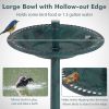 Pedestal Bird Bath with Solar Light with Bird Feeder and Flower Planter