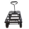 (Black solid wheels wagon cart) Solid wheels Tools cart Wagon Cart Garden cart trucks make it easier to transport firewood