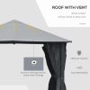 10' x 10' Patio Gazebo, Outdoor Gazebo Canopy Shelter with Netting & Curtains, Vented Roof, for Garden, Lawn, Backyard and Deck, Black