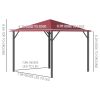 10' x 10' Patio Gazebo Aluminum Frame Outdoor Canopy Shelter with Sidewalls, Vented Roof for Garden, Lawn, Backyard, and Deck, Wine Red