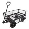 (Black solid wheels wagon cart) Solid wheels Tools cart Wagon Cart Garden cart trucks make it easier to transport firewood