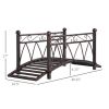 3.3' Classic Garden Bridge Metal Arch Zen Footbridge with Safety Siderails, Decorative Footbridge, Delicate Scrollwork & Corner Spheres for Stream