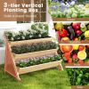 3-Tier Garden Bed with Storage Shelf, 2 Hanging Hooks and 3 Bed Liners