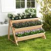 3-Tier Garden Bed with Storage Shelf, 2 Hanging Hooks and 3 Bed Liners