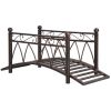 3.3' Classic Garden Bridge Metal Arch Zen Footbridge with Safety Siderails, Decorative Footbridge, Delicate Scrollwork & Corner Spheres for Stream