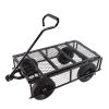 (Black solid wheels wagon cart) Solid wheels Tools cart Wagon Cart Garden cart trucks make it easier to transport firewood