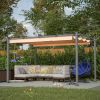 10' x 13' Aluminum Patio Pergola with Retractable Pergola Canopy, Backyard Shade Shelter for Porch, Outdoor Party, Garden, Grill Gazebo, Khaki