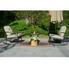 Patio Garden Wicker Rocking Chair*2 and H18.91" Table Set, Tempered Glass Top