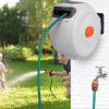 Retractable Garden Hose Reel Wall Mounted Automatic Water Hose Reel with Any Length Lock 8 Pattern Spraying Modes 180¬∞ Swivel Bracket