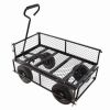 (Black solid wheels wagon cart) Solid wheels Tools cart Wagon Cart Garden cart trucks make it easier to transport firewood