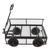 (Black solid wheels wagon cart) Solid wheels Tools cart Wagon Cart Garden cart trucks make it easier to transport firewood