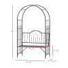 Outsunny Metal Trellis Arbor Arch for Climbing Plants with Garden Bench, Grow Grapes & Vines