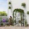 Outsunny Metal Trellis Arbor Arch for Climbing Plants with Garden Bench, Grow Grapes & Vines