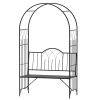 Outsunny Metal Trellis Arbor Arch for Climbing Plants with Garden Bench, Grow Grapes & Vines