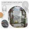 Outsunny Metal Trellis Arbor Arch for Climbing Plants with Garden Bench, Grow Grapes & Vines