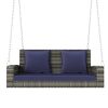 2-Person Wicker Hanging Porch Swing with Chains, Cushion, Pillow, Rattan Swing Bench for Garden, Backyard, Pond.