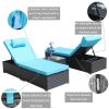 3-Piece Outdoor Patio Furniture Set Chaise Lounge, Patio Reclining Rattan Lounge Chair Chaise Couch Cushioned with Glass Coffee Table