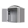 6' x 4.4' Resin Weather Resistant Outdoor Storage Shed with Floor for Garden,Backyard,Pool Tool, Light Grey